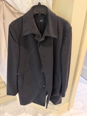 BOSS Charcoal Gray Wool Pea Coat